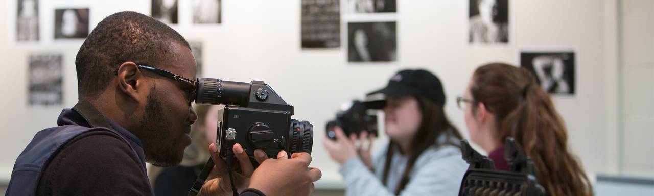 Students using medium format cameras